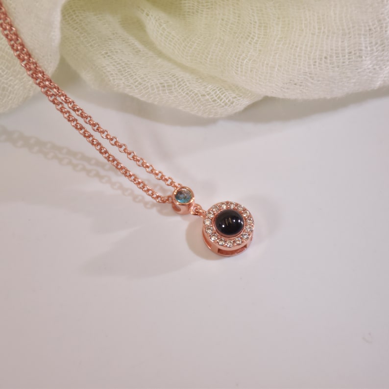 Studded Circle Photo Necklace - With Custom Photo